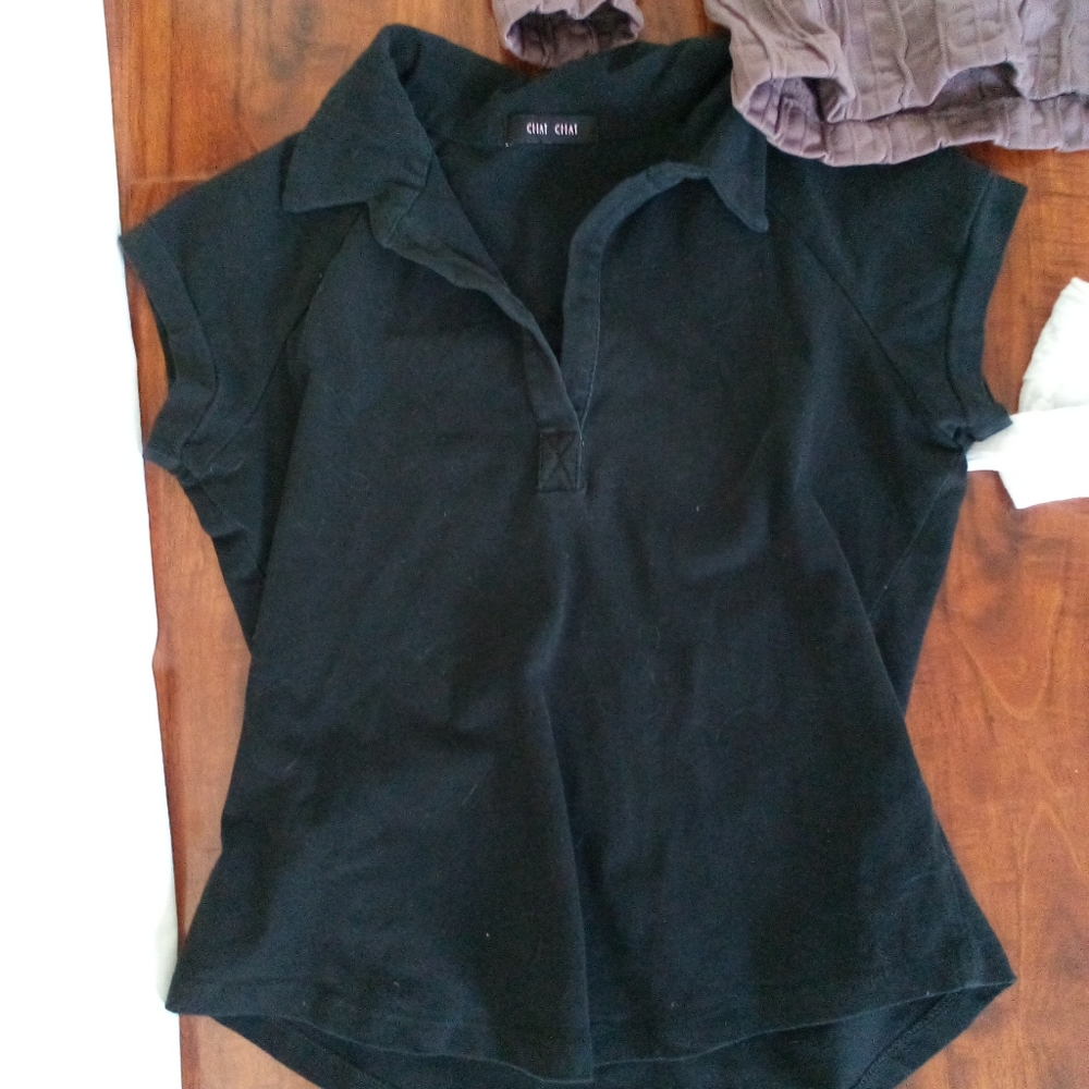 Y2K collared cropped tee